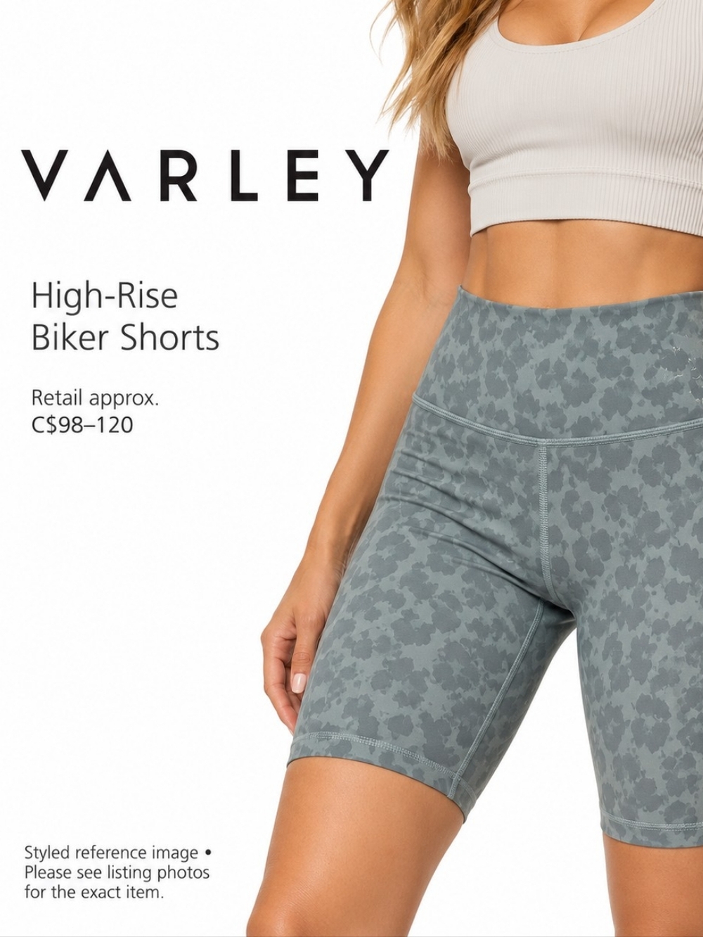 Varley Animal Print Gym Shorts in Gray Medium